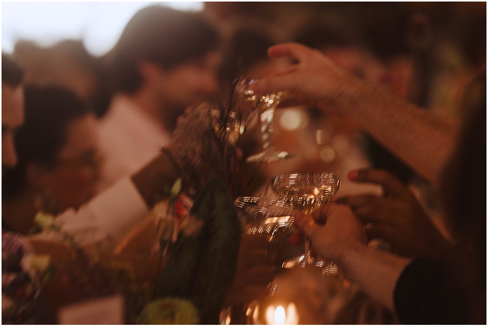 Guests dining at a Wisconsin wedding in a cabin