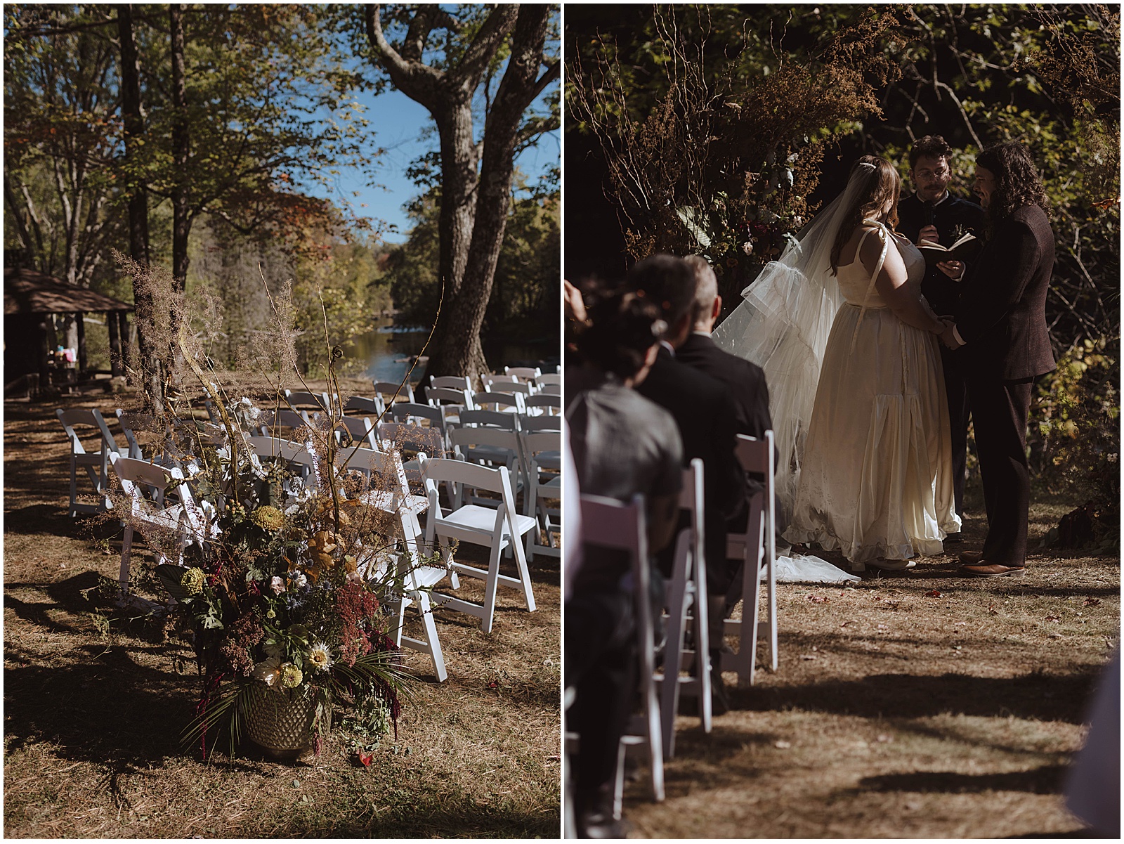 Wisconsin wedding ceremony by a creek