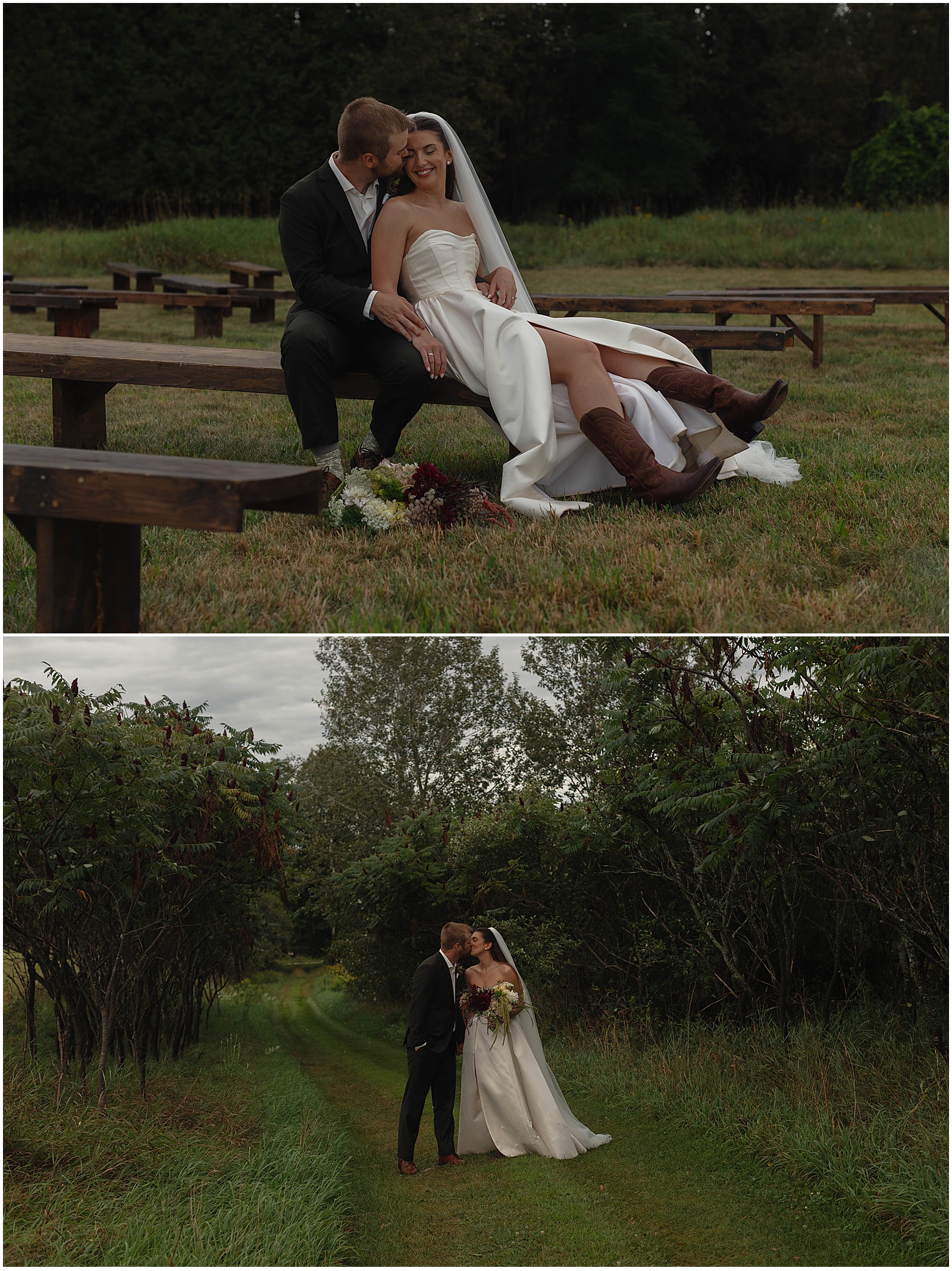 Bride and groom at their backyard wedding ceremony in Wisconsin