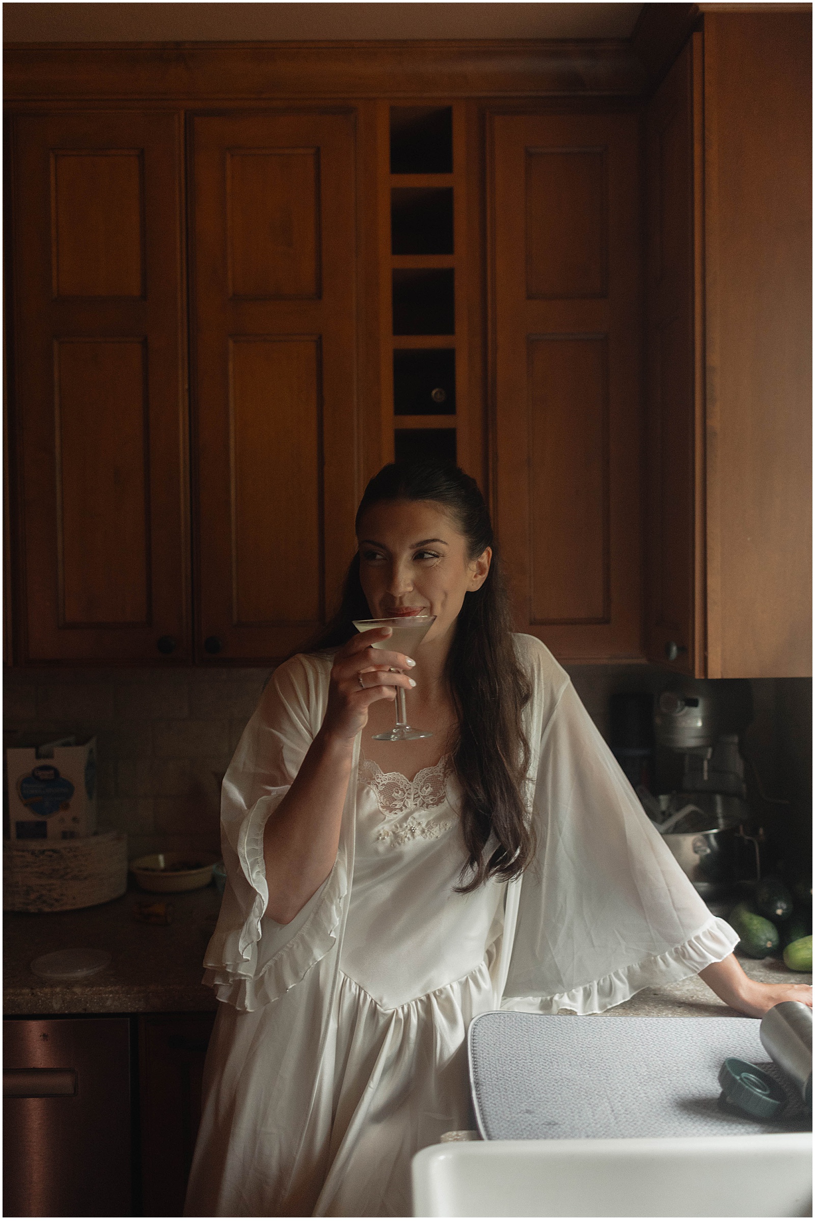 Bride getting ready at home for her Wisconsin wedding
