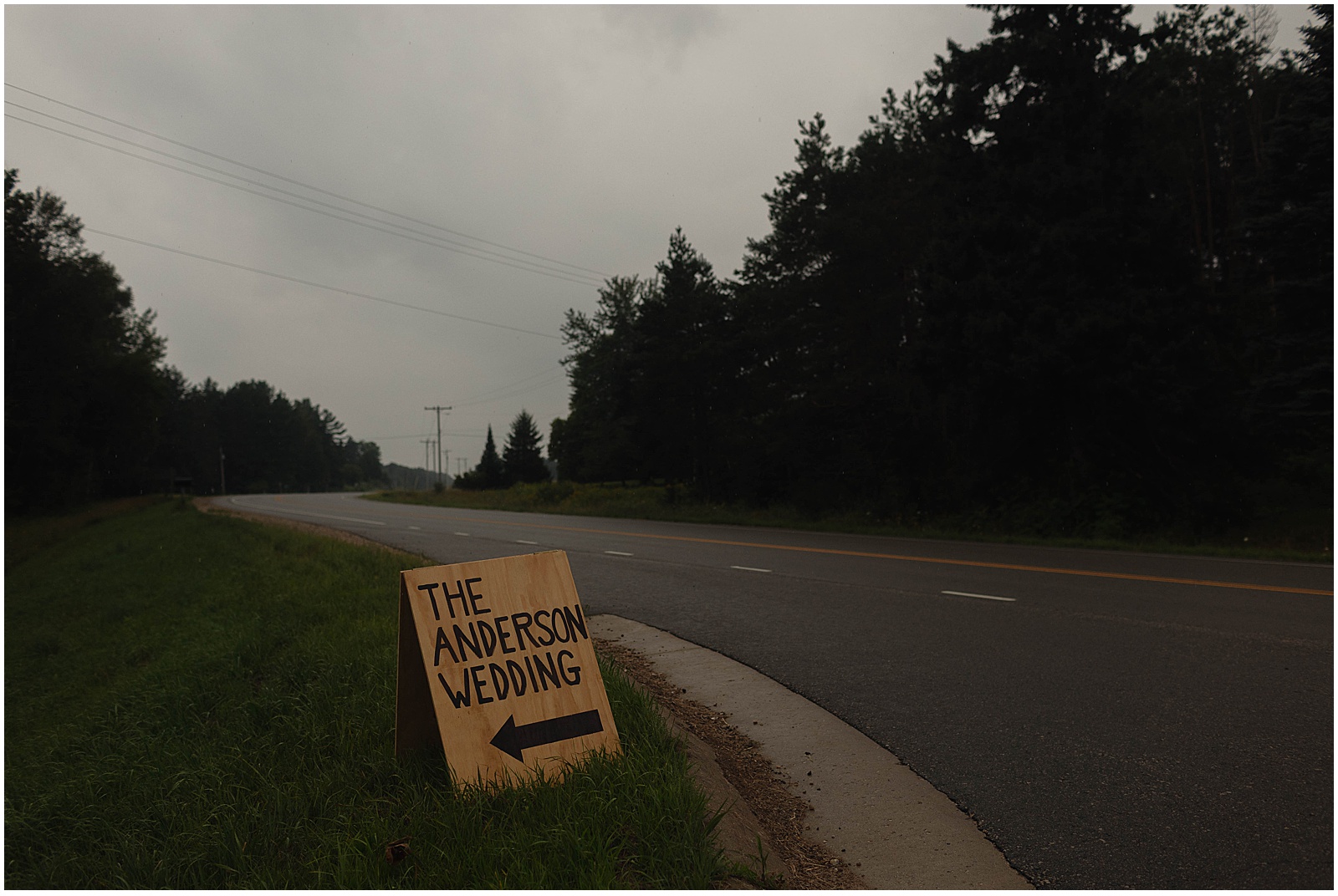 Welcome sign for Wisconsin backyard tent wedding