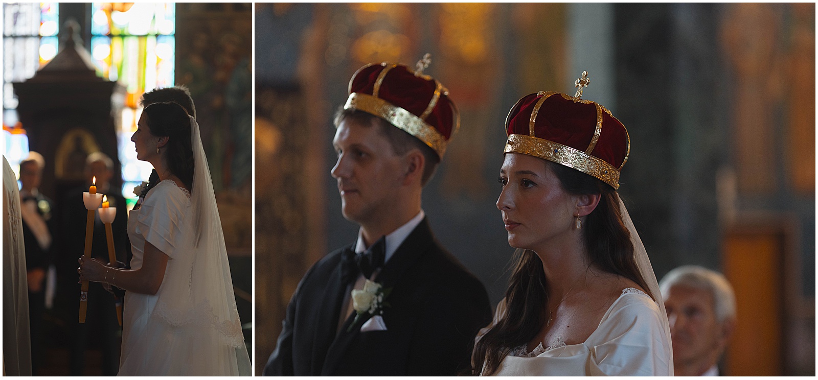 Bride and groom at their traditional Serbian wedding ceremony in Wisconsin