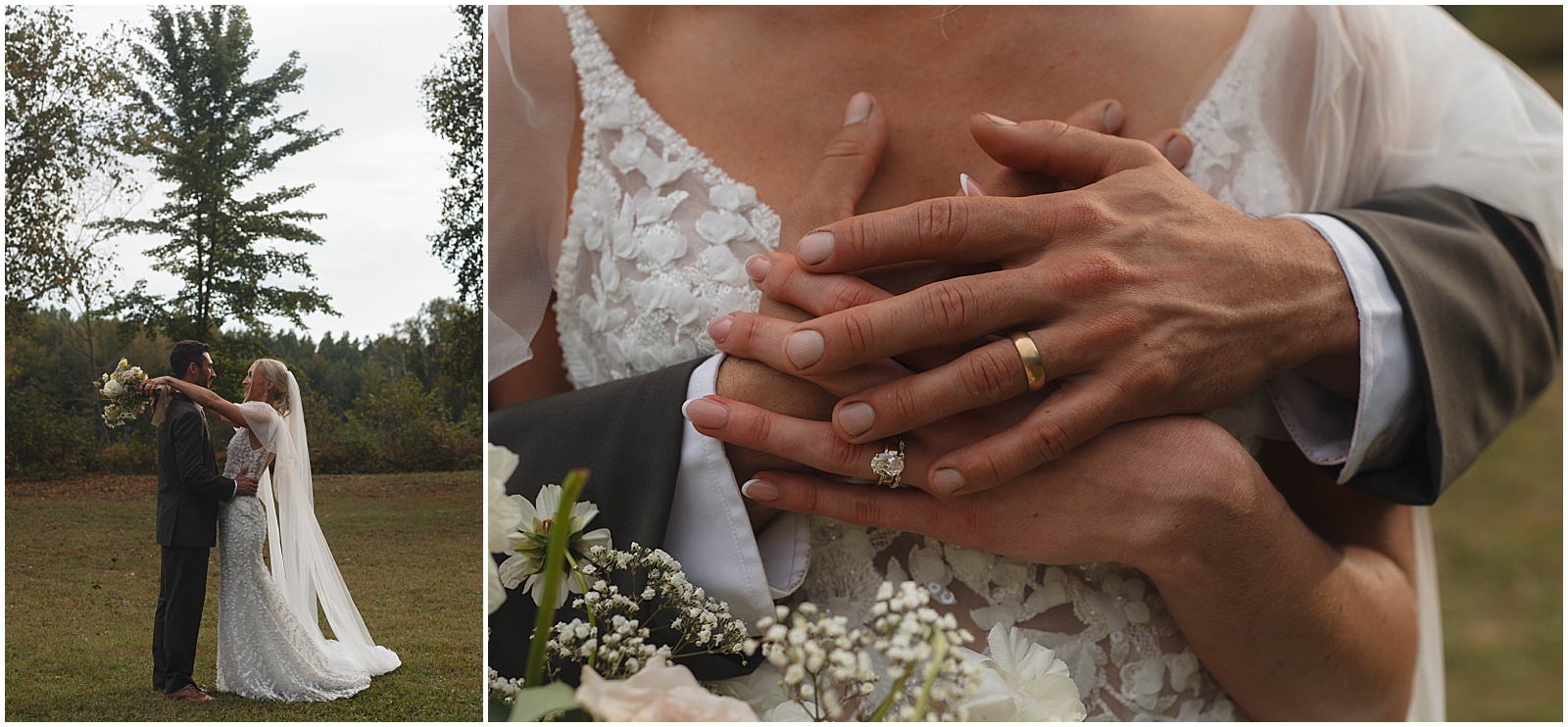 Bride and groom at their Wisconsin campground wedding