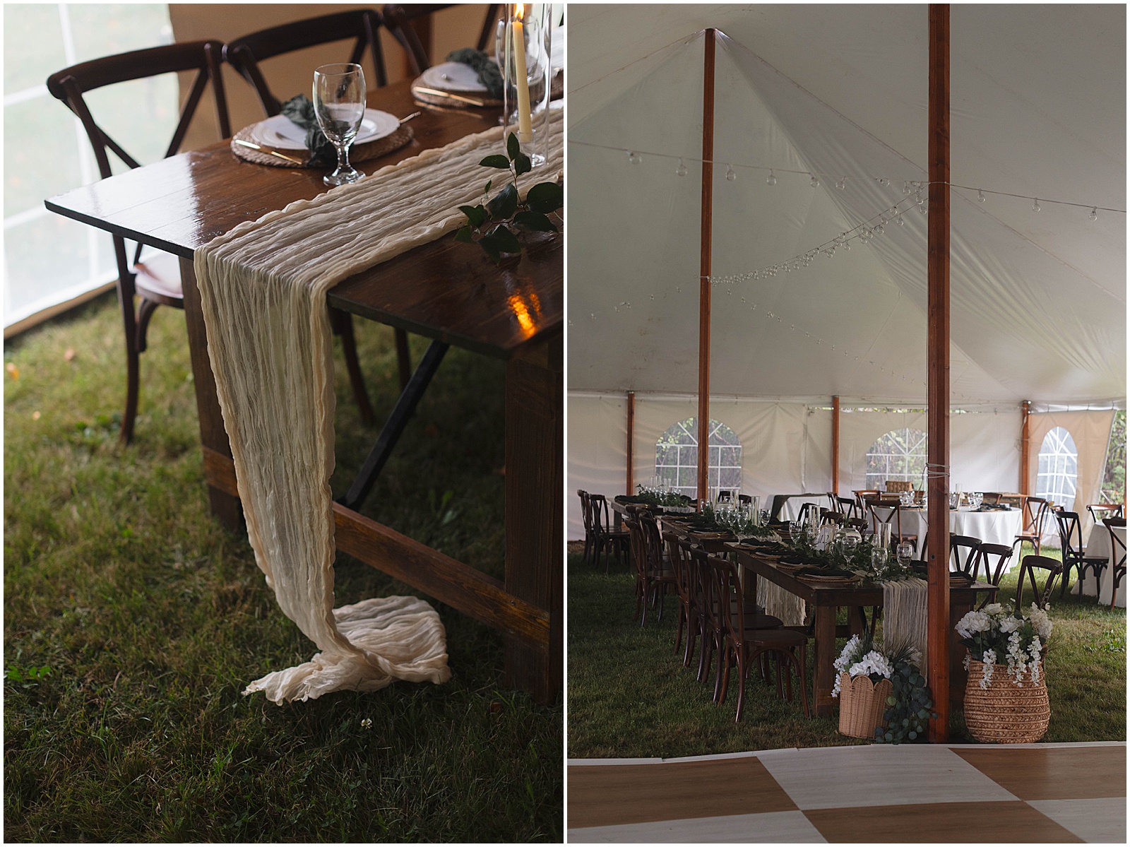 Wedding reception decor for a Wisconsin campground wedding